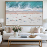 Oversize Windy Beach Canvas Art Abstract Coastal Acrylic Seascape Paintings Modern Landscape Wall Art