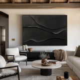 Black 3D Texture Painting Modern Minimalist Luxury Art Black Abstract Wall Art Black 3D Abstract Painting on Canvas