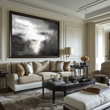 Large Black And White Abstract Coastal Canvas Acrylic Seascape Paintings Modern Landscape Wall Art Abstract Painting For Living Room