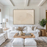 Modern Heavy Textured Hoizontal Painting Beige Abstract Wall Art Minimalist Acrylic Abstract Painting For Livingroom