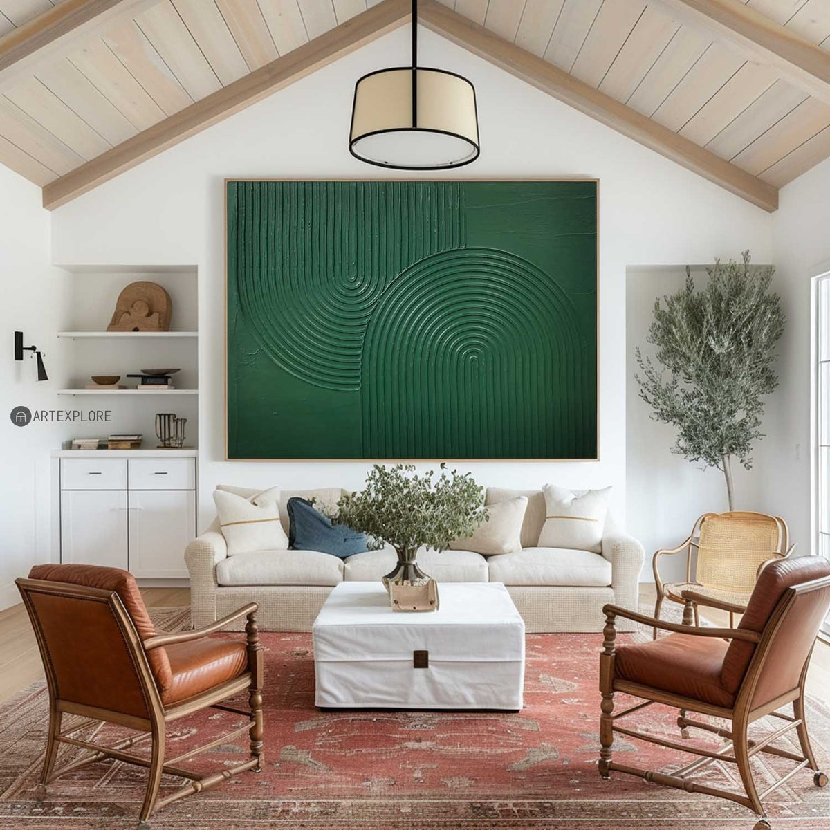 Modern Green Textured Canvas Wall Art,Green Rich Textured Painting Acrylic ,Original Green Oil Painting