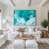 Large Modern Green Ocean Wall Art Floating Away In An Ocean Of Serenity Horizontal Canvas Serene Escapes: Ocean Adventures Paintings