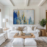 Skyline Abstract Painting With Acrylic Chicago Cityscape Canvas Art Large city painting