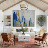 Skyline Abstract Painting With Acrylic Chicago Cityscape Canvas Art Large city painting