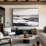 Black And White Beach Wall Art Abstract Ocean Art Beach Scene Painting