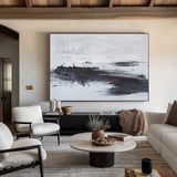 Minimalist Beach Painting Abstract Sea Wall Art Black And White Painting