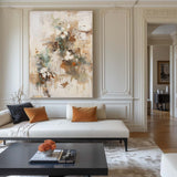 Large Wabi-sabi Beige Canvas Art Beige Minimalist Acrylic Painting Handmade Canvas Art For Sale