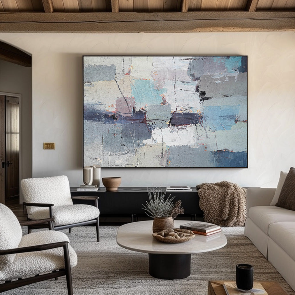 Large Abstract Coastal Canvs Acrylic Seascape Paintings Textured Abstract Painting