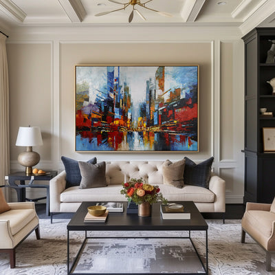 Urban Painting Large Abstract Cityscape Art City Big Abstract Painting