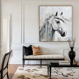 Large White Horse Portrait Wall Art Horse Oil Canvas Art Extra Large White Horse Wall Art For Sale
