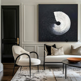 Minimalist Black And White Geometric Abstract Art,Large Framed Black And White Textured,Large Black Painting For Living Room