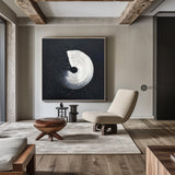 Minimalist Black And White Geometric Abstract Art,Large Framed Black And White Textured,Large Black Painting For Living Room