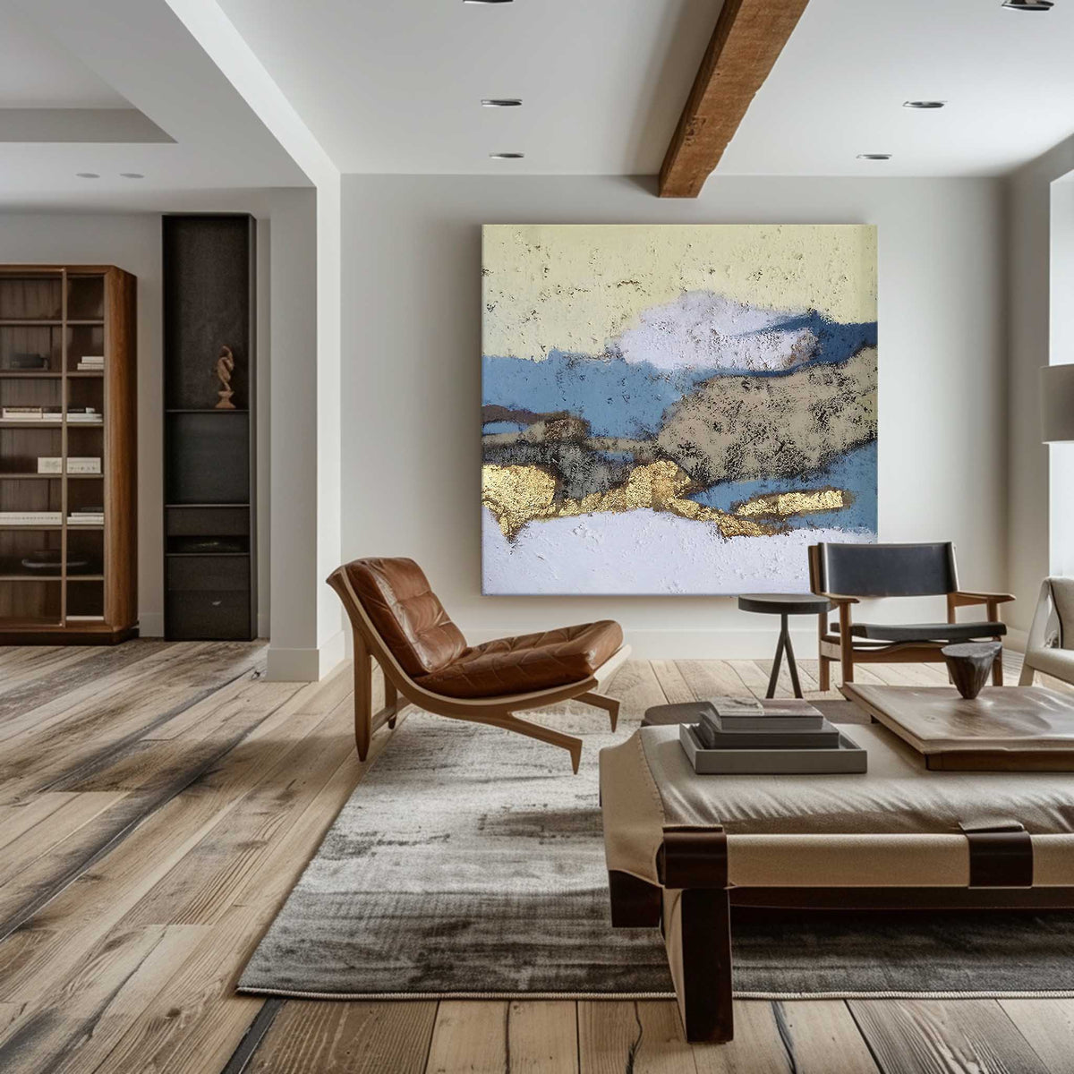 Blue And Gold Wall Decor Abstract Expressionist Paintings Gold Canvas Art