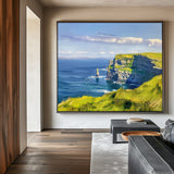 Beautiful View of Cliffsof Moher Oil Painting Modern Landscape Art Famous Scenic on Canvas