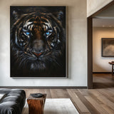 Large Wild Tiger Oil Painting Black Tiger Artwork - Handmade Tiger Canvas Art for Wall Decor