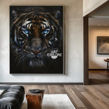 Large Wild Tiger Oil Painting Black Tiger Artwork - Handmade Tiger Canvas Art for Wall Decor