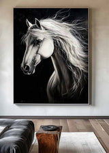 White Horse Oil Painting Modern Horse Portrait Art Painting Steed Painting Horse Art For Wall Decor