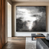Large Black And White Abstract Coastal Canvas Acrylic Seascape Paintings Modern Landscape Wall Art Abstract Painting For Living Room