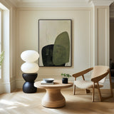 Green Canvas Art Wabi-sabi Beige Green Minimalist Acrylic Painting Livingroom Canvas Art For Sale