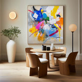 Colorful Bauhaus Painting Square Abstract Bauhaus Wall Art Rich Textured Canvas Art For Livingroom