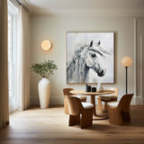Large White Horse Portrait Wall Art Horse Oil Canvas Art Extra Large White Horse Wall Art For Sale