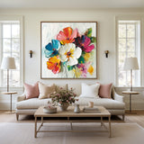 Large 3D Flowers Canvas Modern Colourful Custom Artwork Art Boho Wall Art For Livingroom