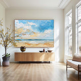 3d Abstract Blue Seascape modern art Original Oil Seascape Paintings Minimalist Ocean Apartment Decor