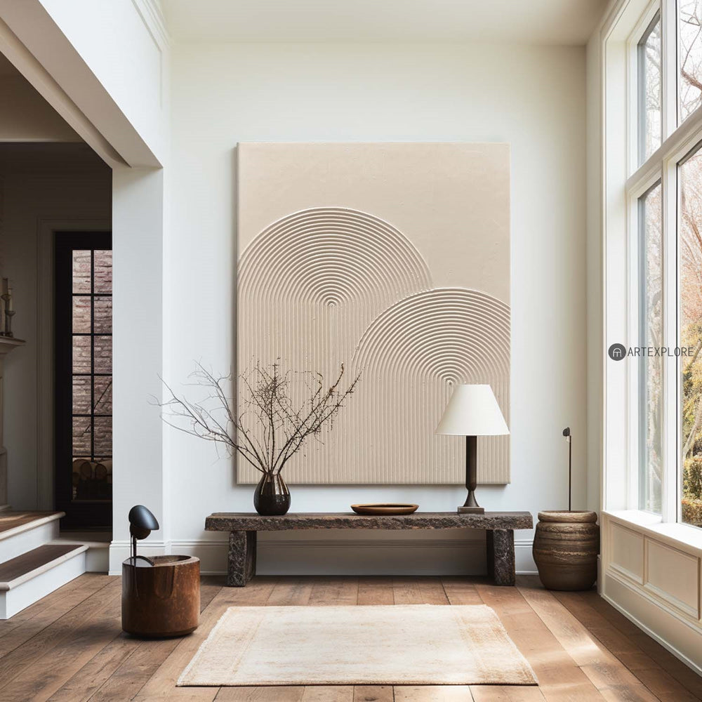 Modern 3d Beige Textured Painting Abstract Wall Art Monochromatic Art Minimalist Beige Artwork Wall Art Minimalist Apartment Decor
