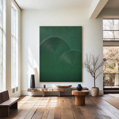 Large Dark Green Textured Abstract Art Painting,Green Rich Textured Wall Art,Minimalist Green Apartment Decor