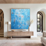 Blue Pollock Wall Art Blue Square Abstract Wall Art Bauhaus Painting Canvas Wall Art For Livingroom