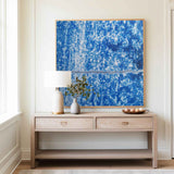 Large Blue Pollock Wall Art Bauhaus Painting Square Abstract Wall Art Original Canvas Art For Sale