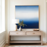 Modern Blue White Canvas Wall Art Blue Square Textured Paintings Large Minimalist Art For Livingroom