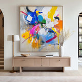 Colorful Bauhaus Painting Square Abstract Bauhaus Wall Art Rich Textured Canvas Art For Livingroom