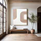 White and Beige Textured Minimalist Wall Art, Large Abstract Canvas Wall Art, Plaster Painting
