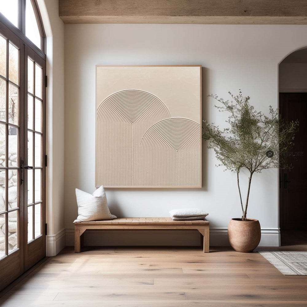 Modern 3d Beige Textured Painting Abstract Wall Art Monochromatic Art Minimalist Beige Artwork Wall Art Minimalist Apartment Decor