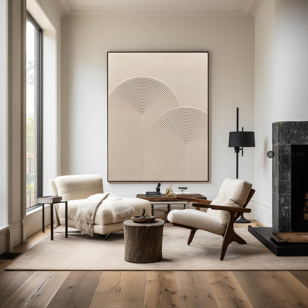 Modern 3d Beige Textured Painting Abstract Wall Art Monochromatic Art Minimalist Beige Artwork Wall Art Minimalist Apartment Decor