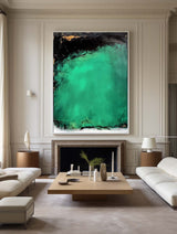 Wabi-sabi Green Wall Art Large Framed Green Painting Green Vertical Painting For Living Room
