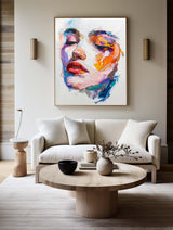 Modern Colorful Girl's Faces Wall Art Knife Art Painting Contemporary Home Decor For Sale