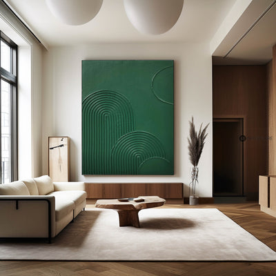 Largr Green Rich Textured Painting,Minimalist Pure Green Abstract Handmade Wall Art,Green Art Deco Artwork