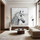 Large White Horse Portrait Wall Art Horse Oil Canvas Art Extra Large White Horse Wall Art For Sale