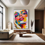 Abstract Girl's Face Wall Art Colorful abstract Art Minimalist Apartment Decor For Sale