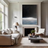 Modern Black Blue Minimalist Painting Abstract Acrylic Painting Canvas Wall Art Minimalist Wall Art For Sale