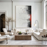Unique Black And White Modern Art,Large Black Red Wall Painting,Minimalist Entryway Wall Decor