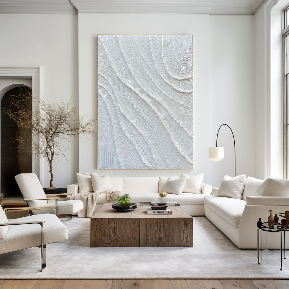 3D White Plaster Wall Art Textured Art White Plaster Wall Art White Abstract Minimalist Painting