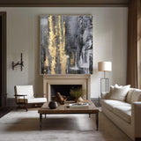Big Grey And Gold Artwork Oversized Framed Wall Art X Large Wall Art