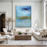 Blue Wave Oil Painting On Canvas Large Abstract Ocean Wall Art Ocean Wave Painting Acrylic Textured Art Blue And Gold Abstract Painting