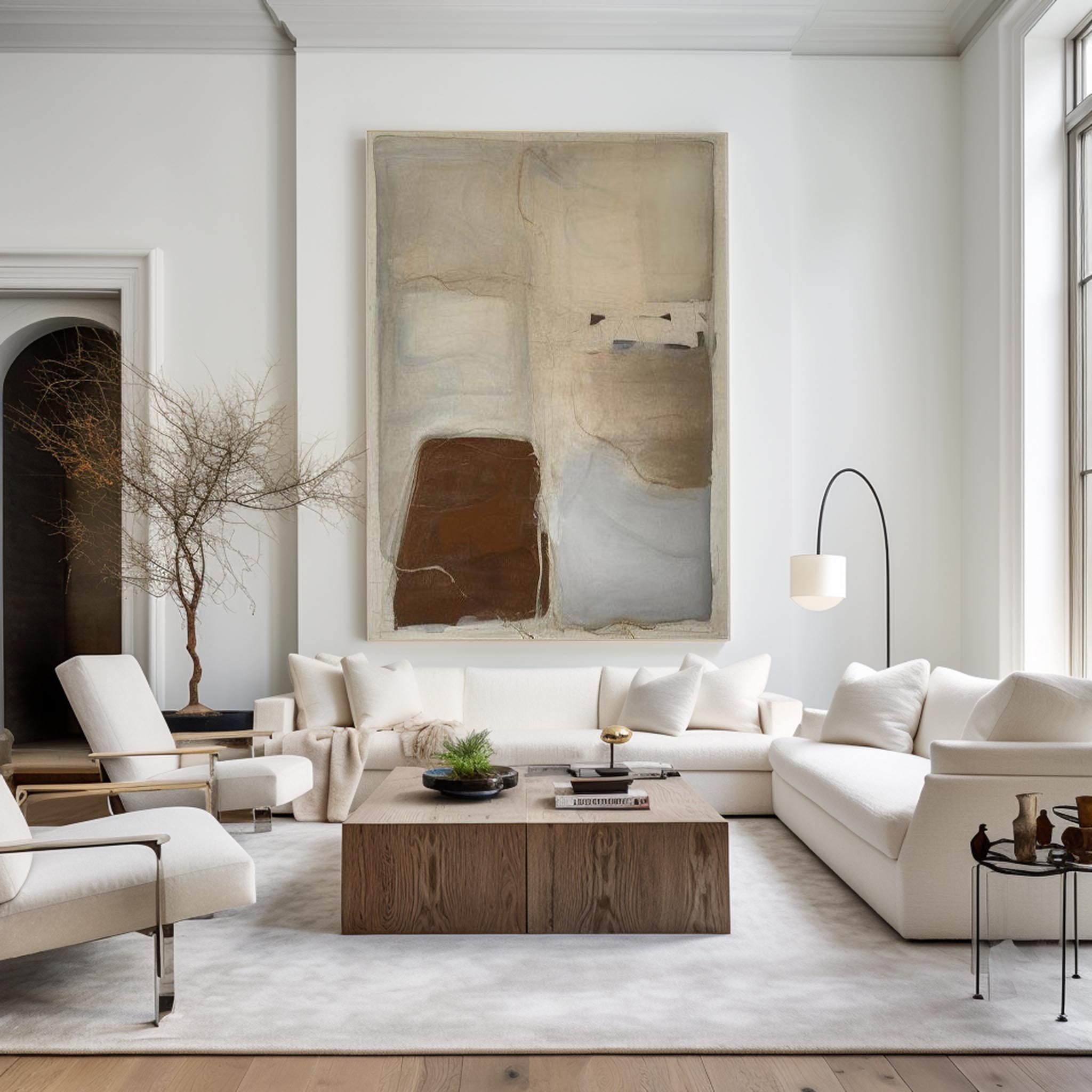 Modern Brown And Beige Abstract Canvas Wall Art Earth Tone Minimalist Art Minimalist Painting