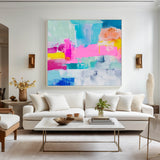 Beautiful Abstract Art Pink And Blue Wall Art Colorful Paintings