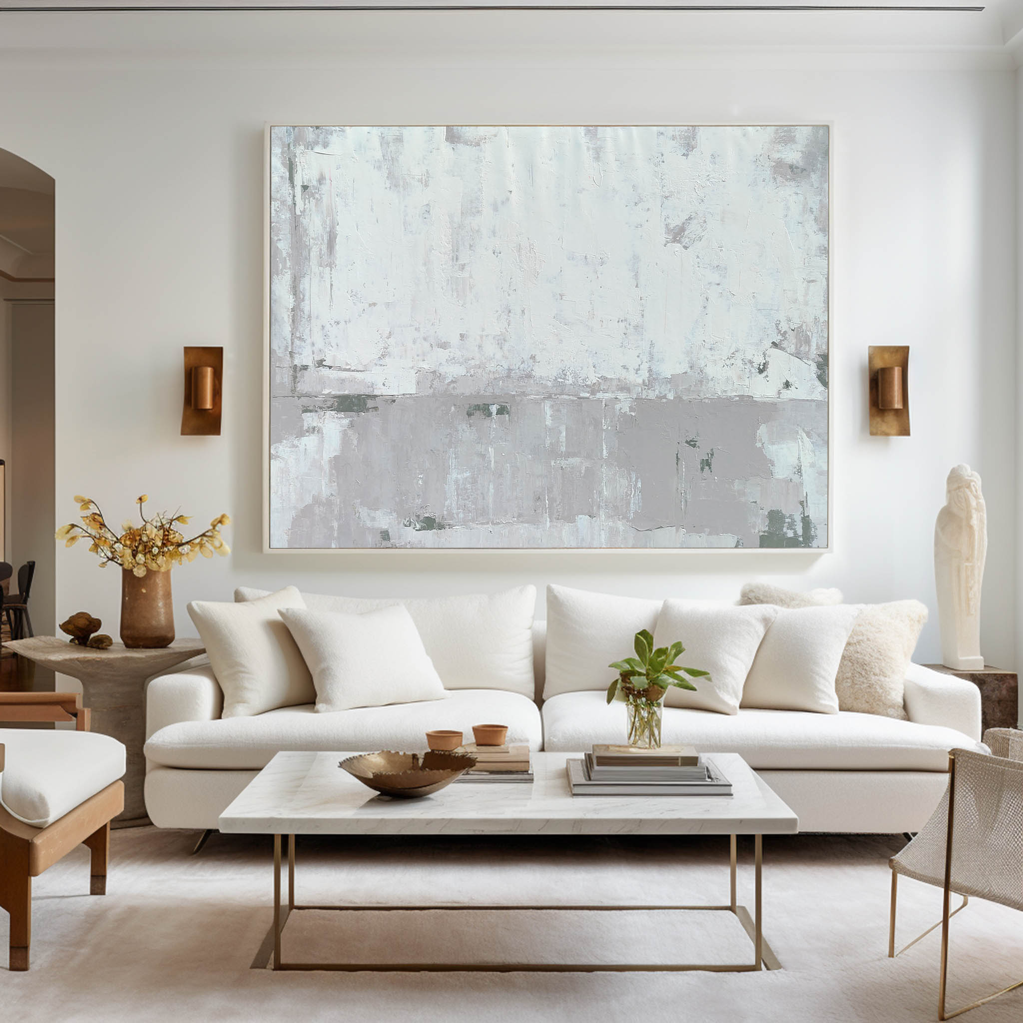 Modern Grey Abstract Wall Art Large Canvas Artworks Acrylic Painting For Living Room