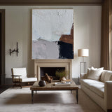 Grey Abstract Wall Art, Brown Abstract Canvas Wall Art, Large Abstract Acrylic Painting For Sale